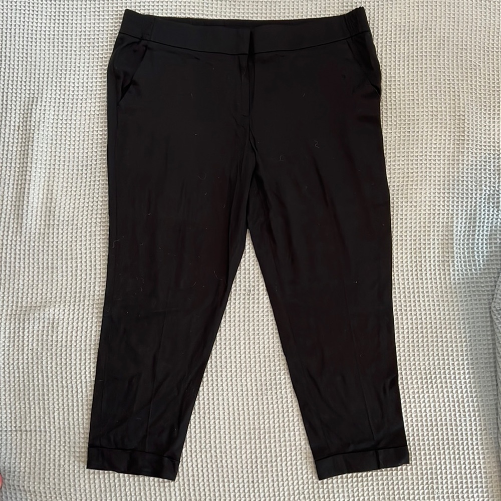 LOFT Black Cuffed Trousers with Elastic Back Waistband
